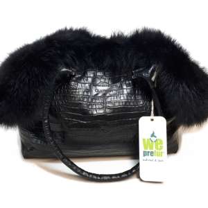 Kalbledertasche mit gefärbtem Rotfuchsfell