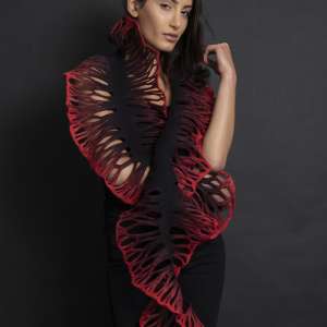 coral Schal XL schwarz/rot